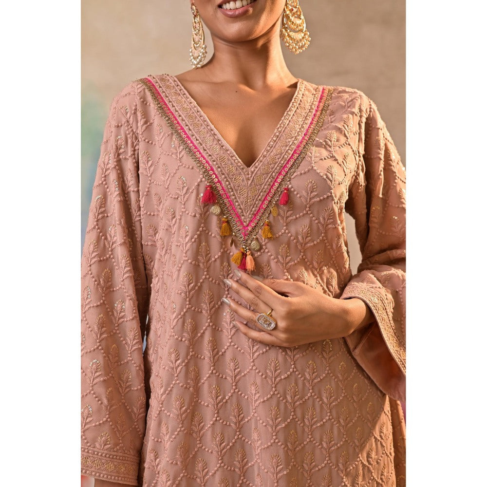 Jasashi Pink Palazzo with Kurta (Set of 2)
