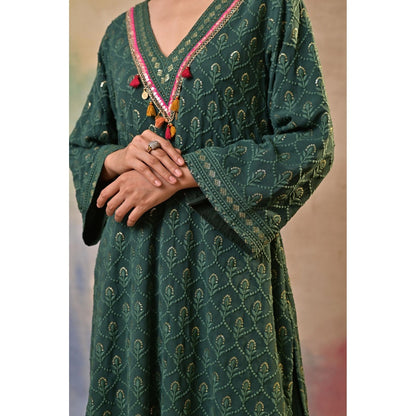 Jasashi Green Palazzo with Kurta (Set of 2)