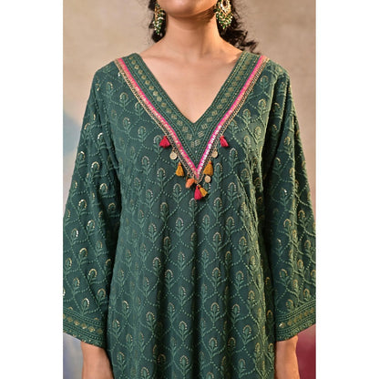 Jasashi Green Palazzo with Kurta (Set of 2)
