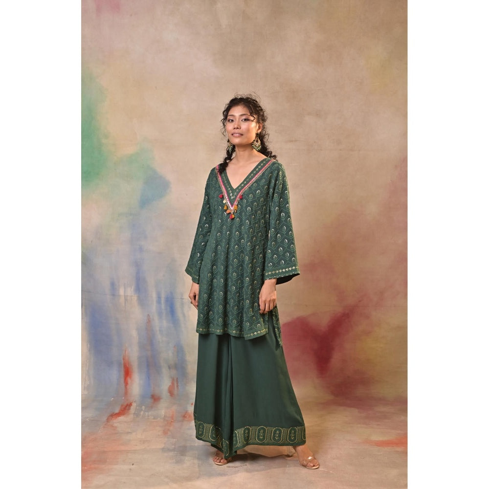 Jasashi Green Palazzo with Kurta (Set of 2)