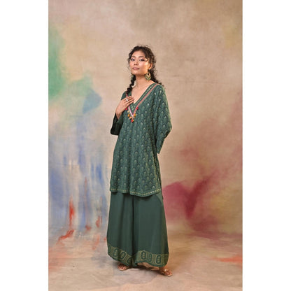 Jasashi Green Palazzo with Kurta (Set of 2)