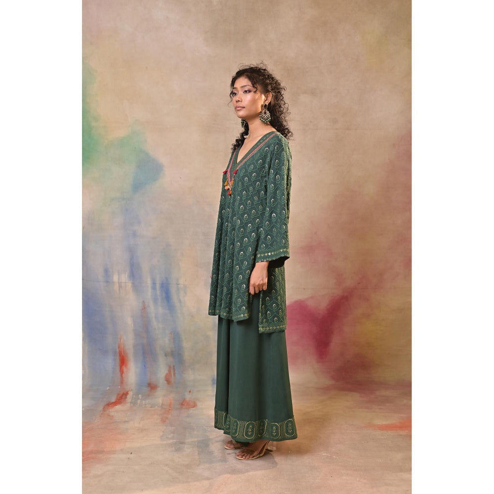 Jasashi Green Palazzo with Kurta (Set of 2)