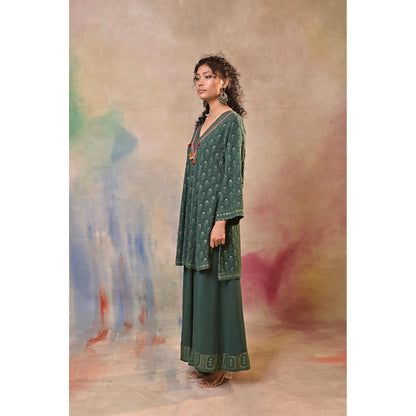 Jasashi Green Palazzo with Kurta (Set of 2)