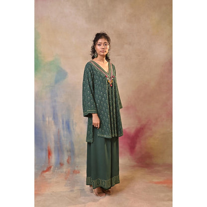 Jasashi Green Palazzo with Kurta (Set of 2)