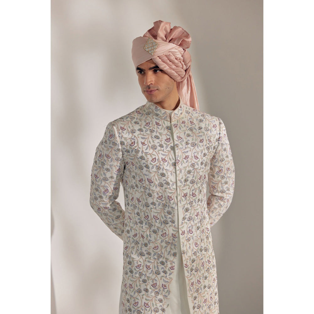 Jatin Malik Ivory Vine Sherwani (Set of 5)