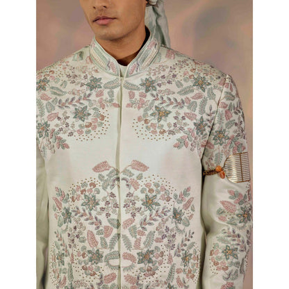 Jatin Malik Hazy Blue Kurta & Sherwani (Set of 4)