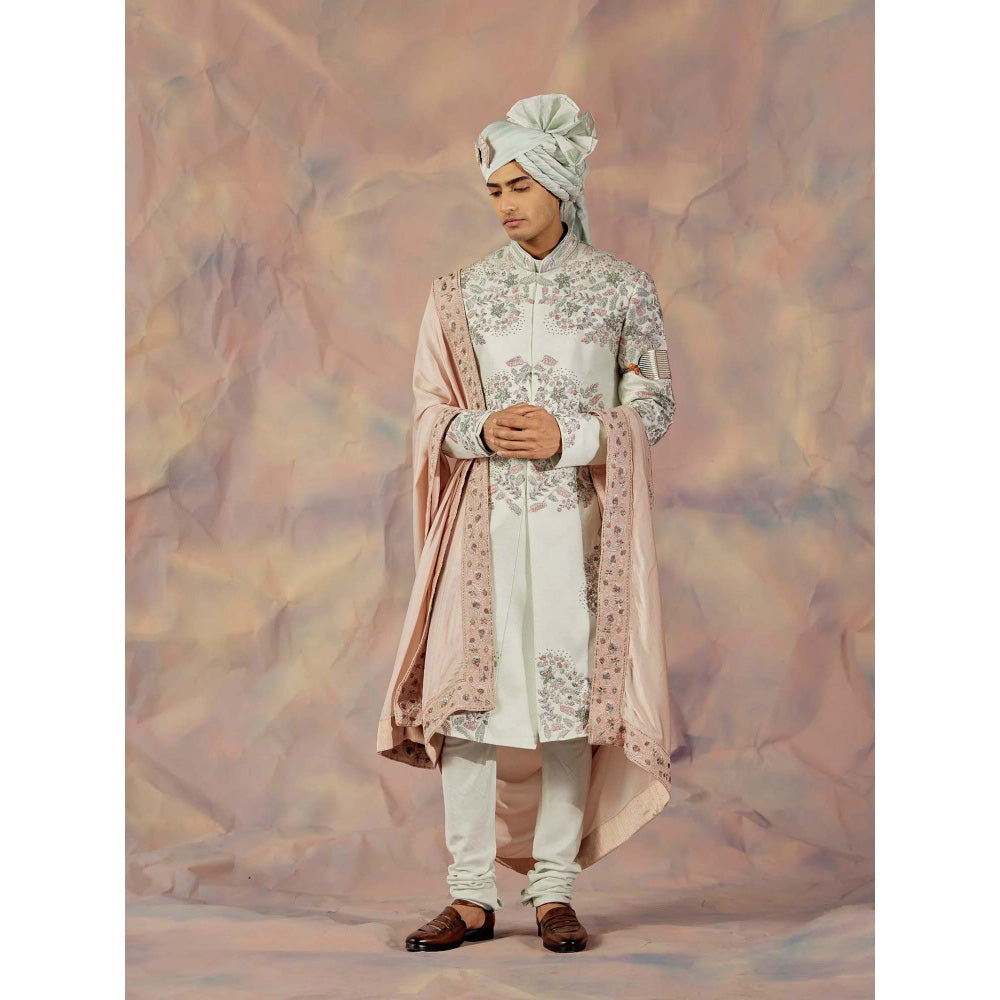 Jatin Malik Hazy Blue Sherwani (Set of 5)