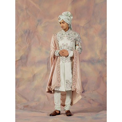 Jatin Malik Hazy Blue Sherwani (Set of 5)