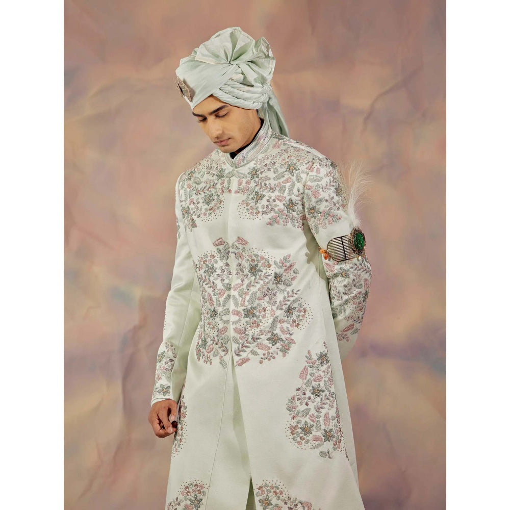 Jatin Malik Hazy Blue Sherwani (Set of 5)