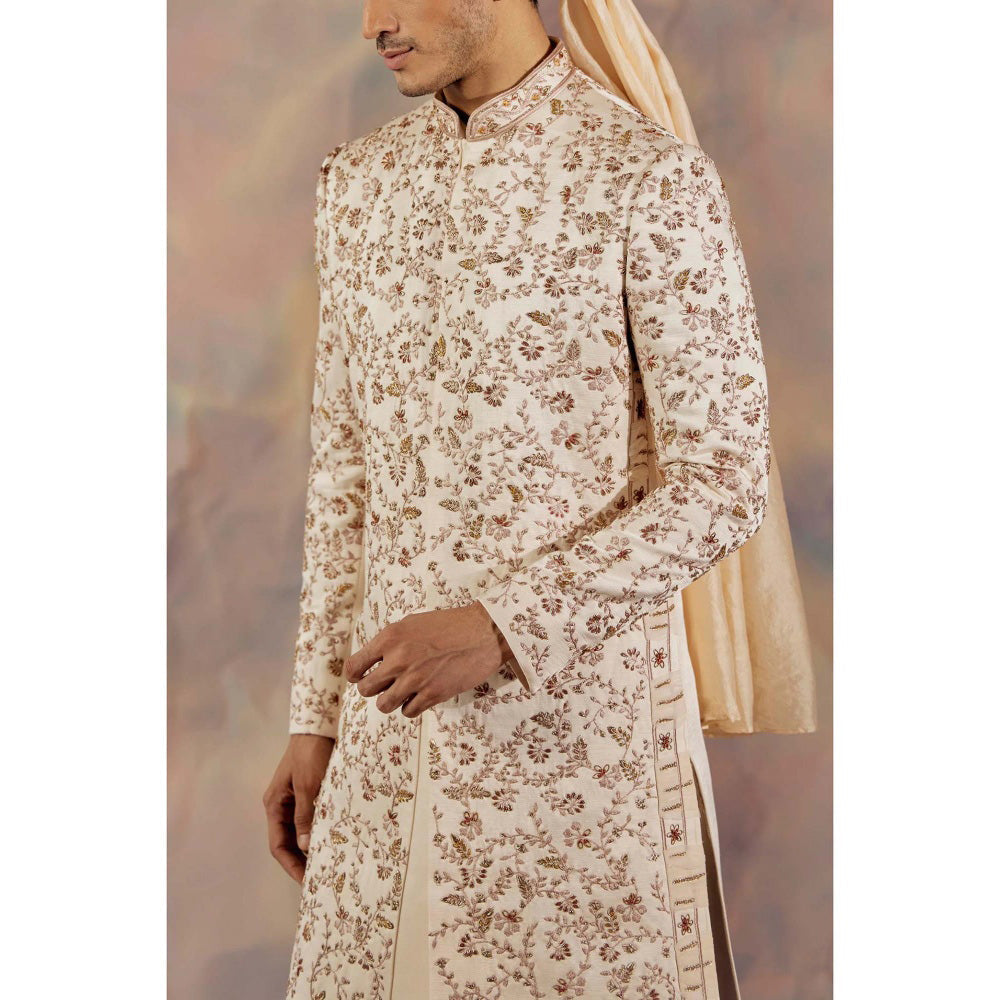 Jatin Malik Off White Rendezvous Sherwani (Set of 5)
