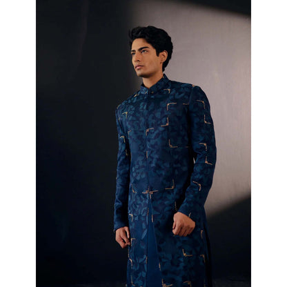 Jatin Malik Blue Sapphire Contemporary Sherwani (Set of 3)