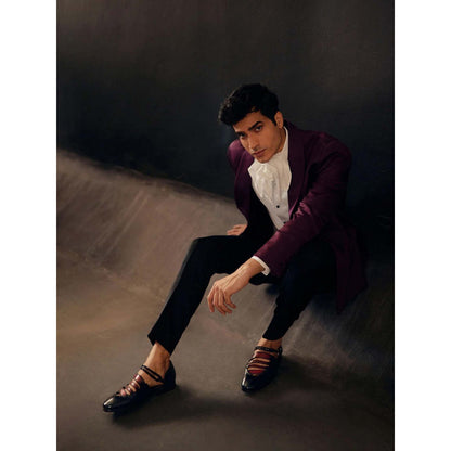 Jatin Malik Coral Wine Tux (Set of 3)