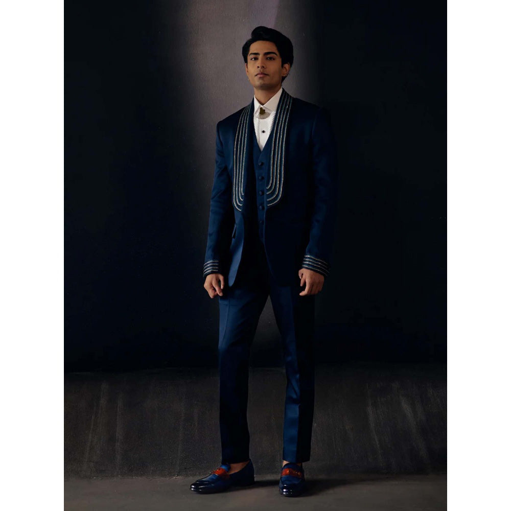 Jatin Malik Space Blue Tux (Set of 4)