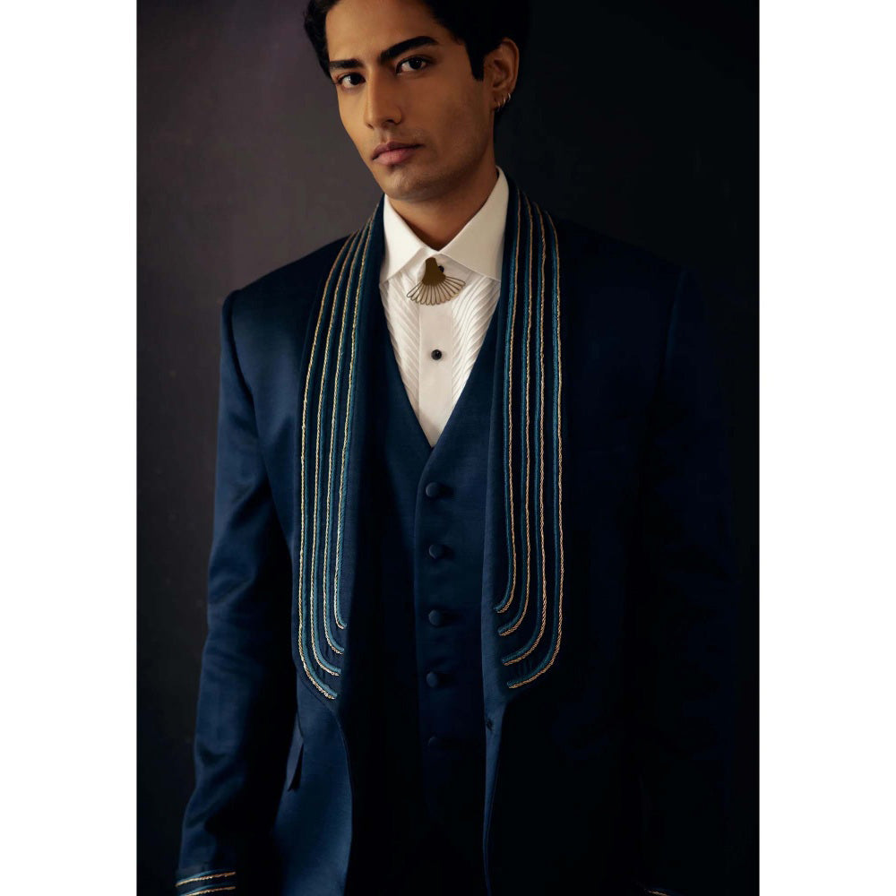 Jatin Malik Space Blue Tux (Set of 4)