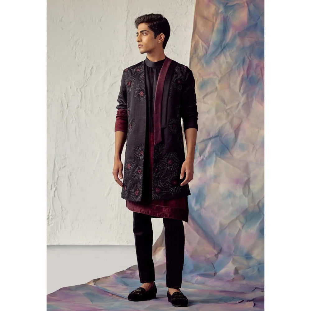 Jatin Malik Black Ombre Shrug (Set of 3)