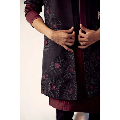 Jatin Malik Black Ombre Shrug (Set of 3)