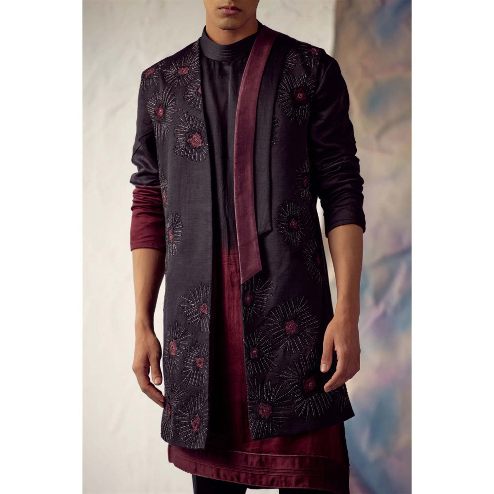 Jatin Malik Black Ombre Shrug (Set of 3)