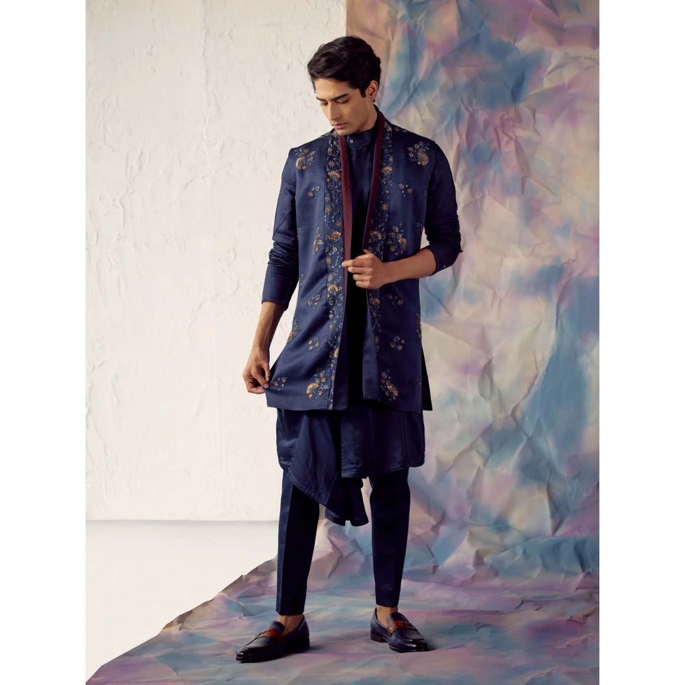 Jatin Malik Space Blue Shrug (Set of 3)