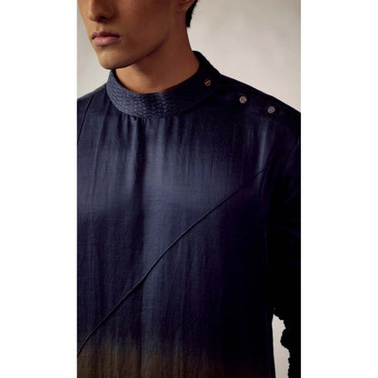 Jatin Malik Montage Blue Nehru Jacket (Set of 3)