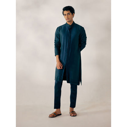 Jatin Malik Peacock Blue Kurta (Set of 2)
