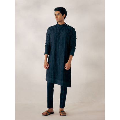 Jatin Malik Midnight Blue Kurta (Set of 2)
