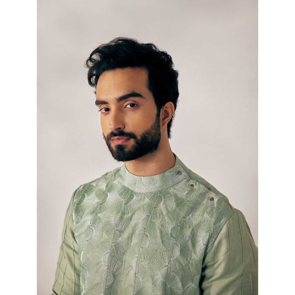 Jatin Malik Duckegg Green Kurta (Set of 2)