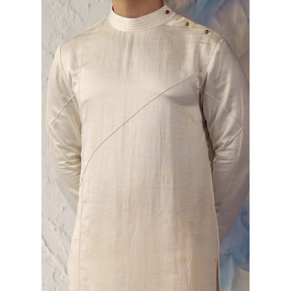 Jatin Malik Ivory Solid Kurta (Set of 2)