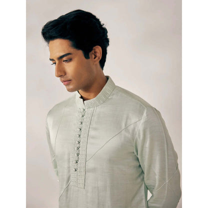 Jatin Malik Hazy Green Kurta (Set of 2)