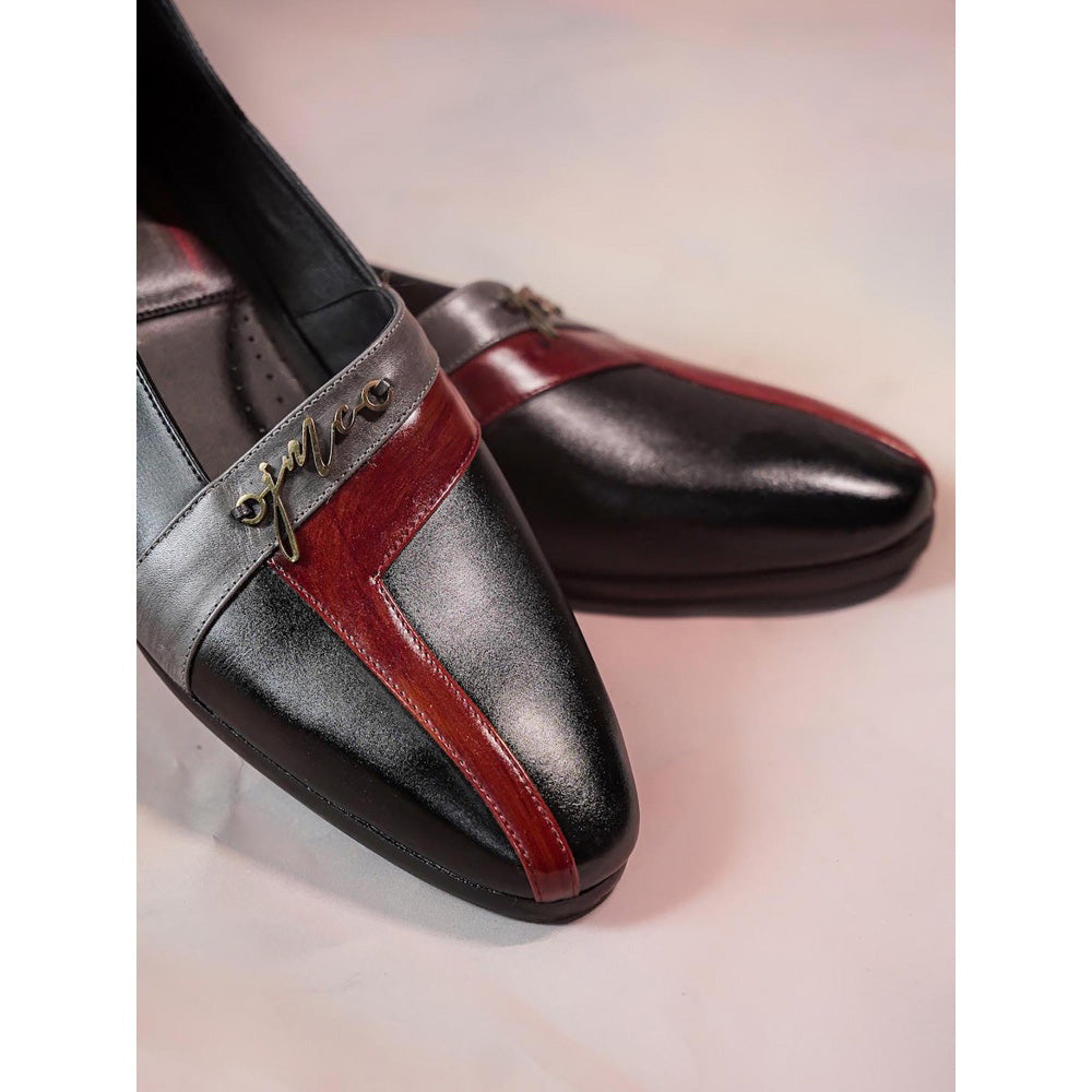 Jatin Malik Black T-Strap Loafers