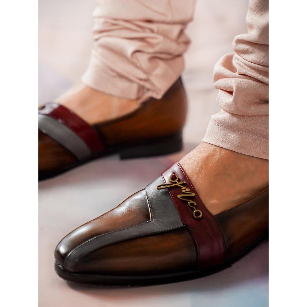Jatin Malik Tan V-Strap Loafers