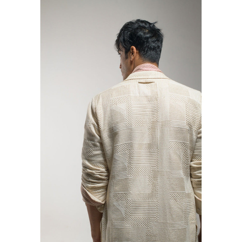 Jatin Malik Beige Overcoat (Set of 2)