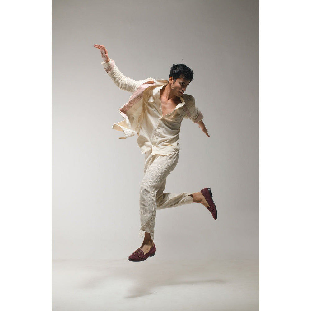 Jatin Malik Beige Overcoat (Set of 2)