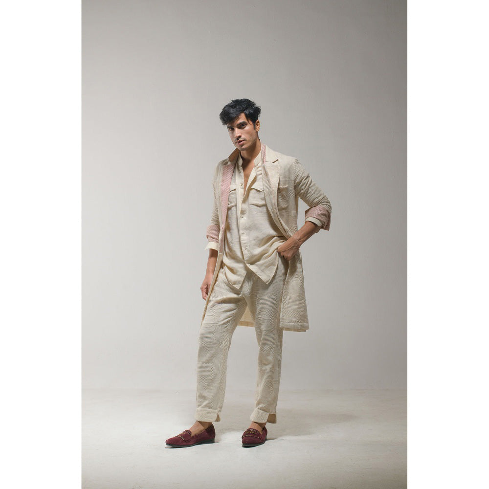 Jatin Malik Pale Oak Overcoat (Set of 3)
