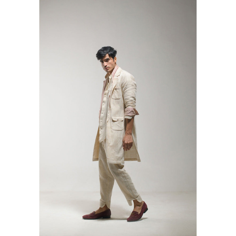 Jatin Malik Pale Oak Overcoat (Set of 3)