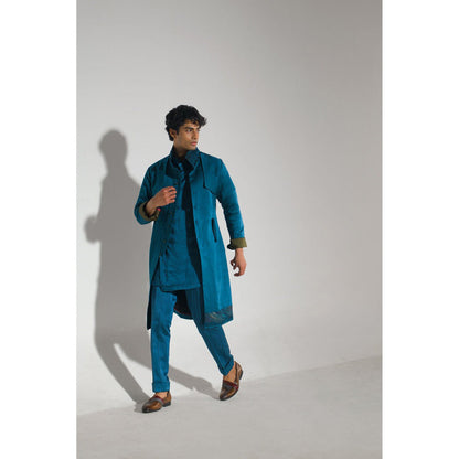 Jatin Malik Tilted Teal Shacket (Set of 3)