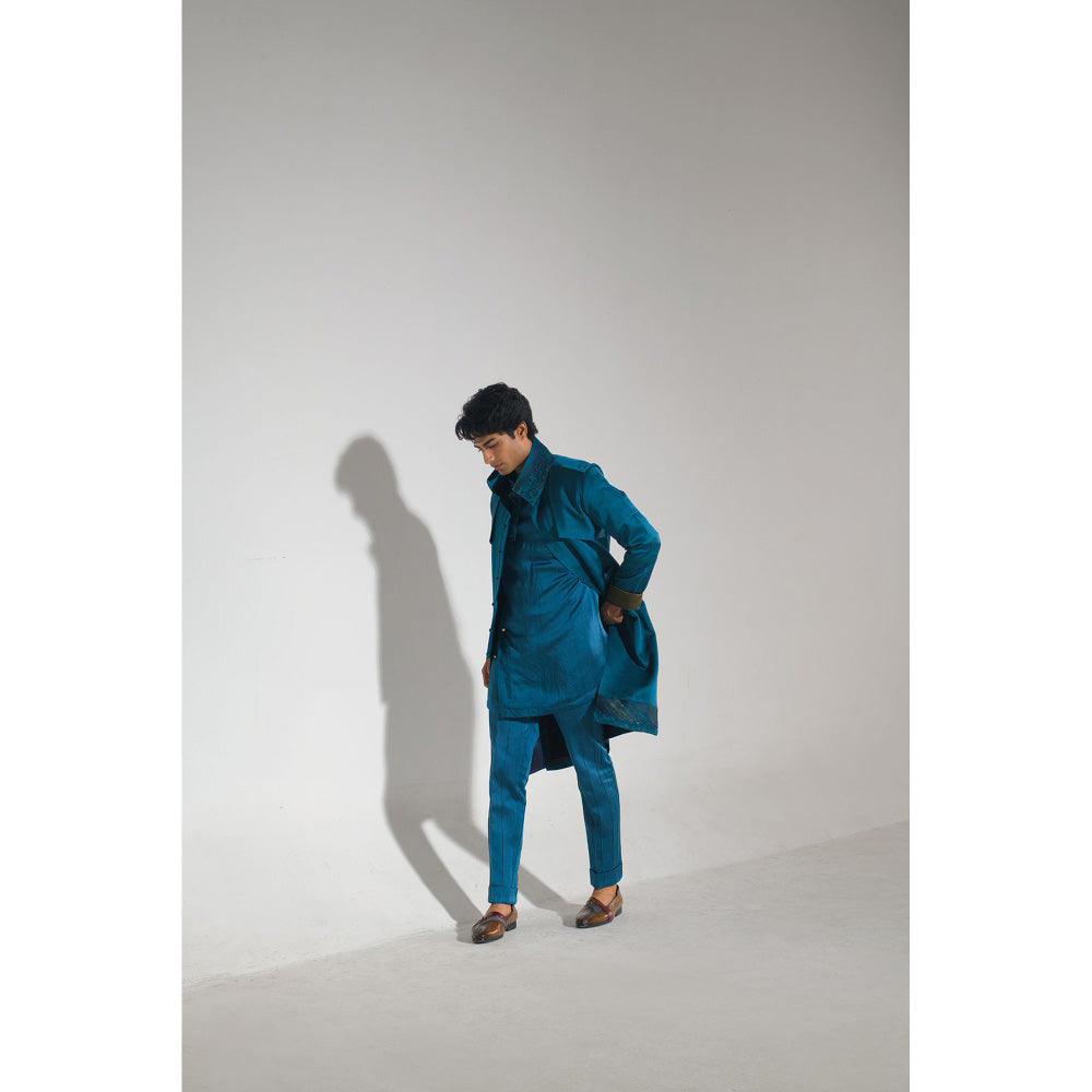 Jatin Malik Tilted Teal Shacket (Set of 3)
