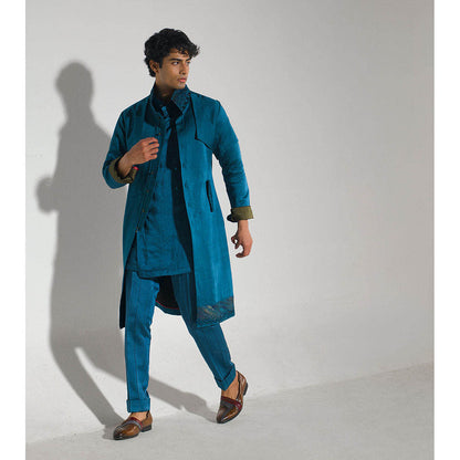 Jatin Malik Tilted Teal Shacket (Set of 3)