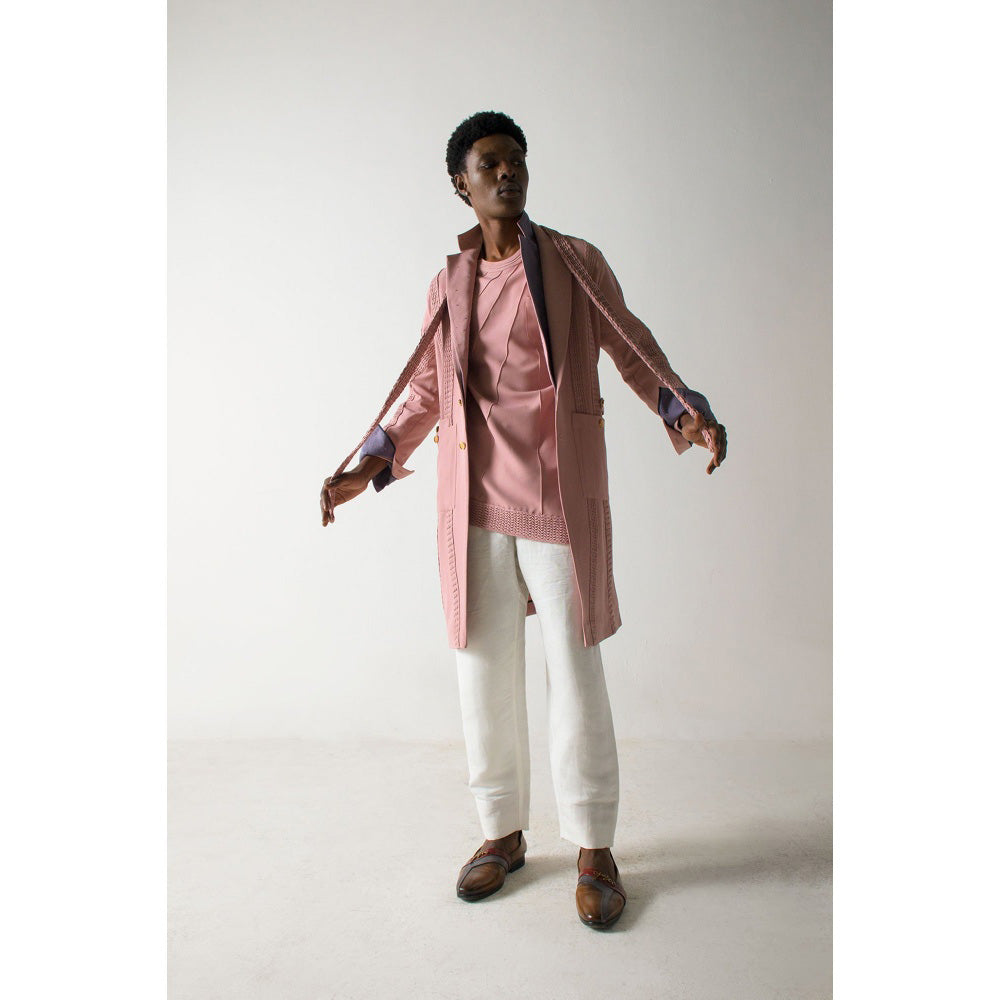 Jatin Malik Mr. Pink Overcoat (Set of 4)