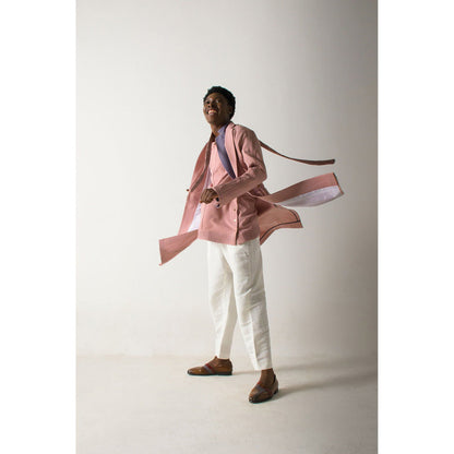Jatin Malik Mr. Pink Overcoat (Set of 4)