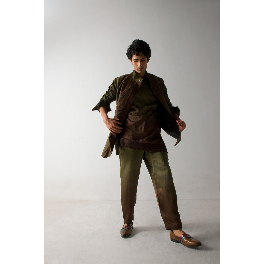 Jatin Malik Mr. Olive in Brown Shacket (Set of 3)