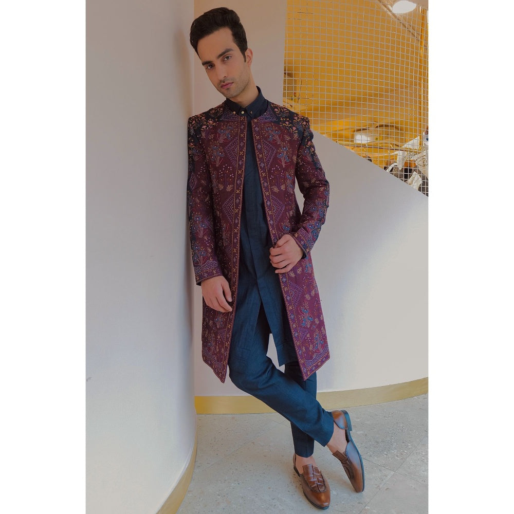 Jatin Malik Midnight & Wine Contemporary Jacket (Set of 3)