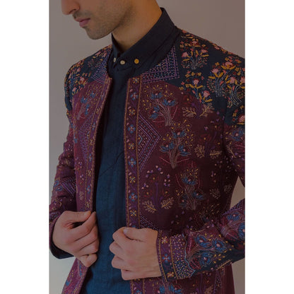 Jatin Malik Midnight & Wine Contemporary Jacket (Set of 3)