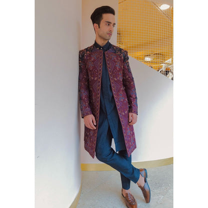 Jatin Malik Midnight & Wine Contemporary Jacket (Set of 3)