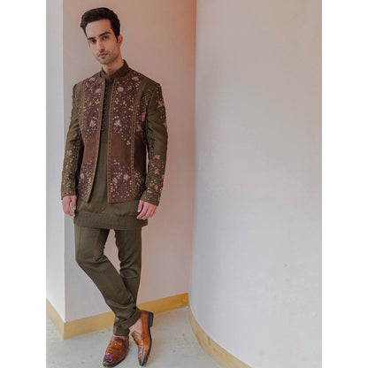 Jatin Malik The Dolce Olive Short Jacket (Set of 3)