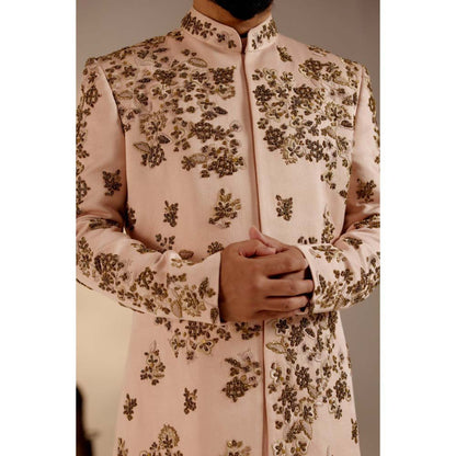 Jatin Malik Shell Pink Sherwani (Set of 4)