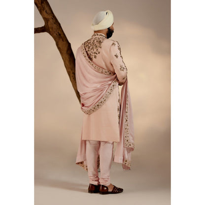 Jatin Malik Shell Pink Sherwani (Set of 4)