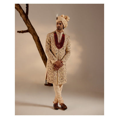 Jatin Malik Pale Gold Sherwani (Set of 3)