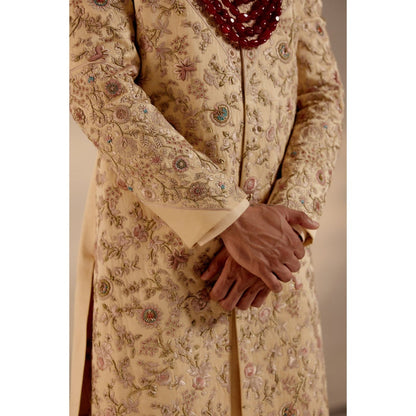 Jatin Malik Pale Gold Sherwani (Set of 3)