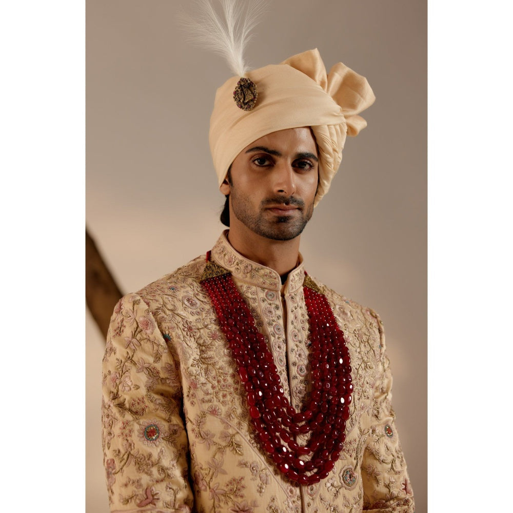 Jatin Malik Pale Gold Sherwani (Set of 3)