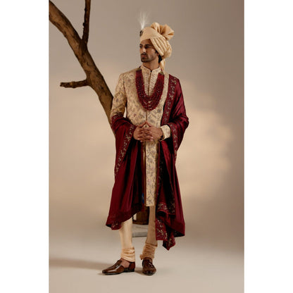 Jatin Malik Pale Gold Sherwani (Set of 5)